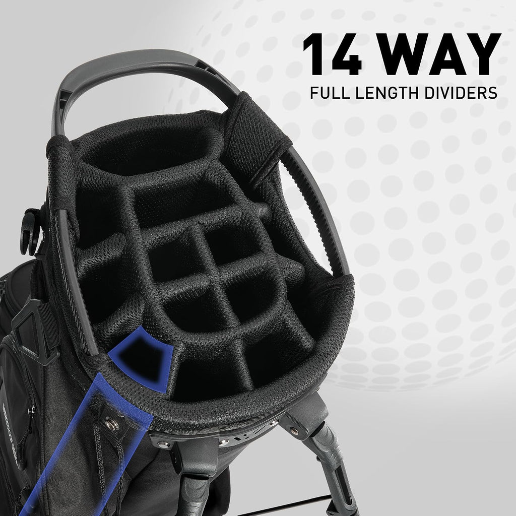 Lightweight Golf Stand Bag, 14 Way Golf Bags with Full Length Dividers for Men Women, Encrypted 900D Weather-Proof Club Carry Bag with Ergonomic Dual Strap, Cooler Pockets, 9 Pockets