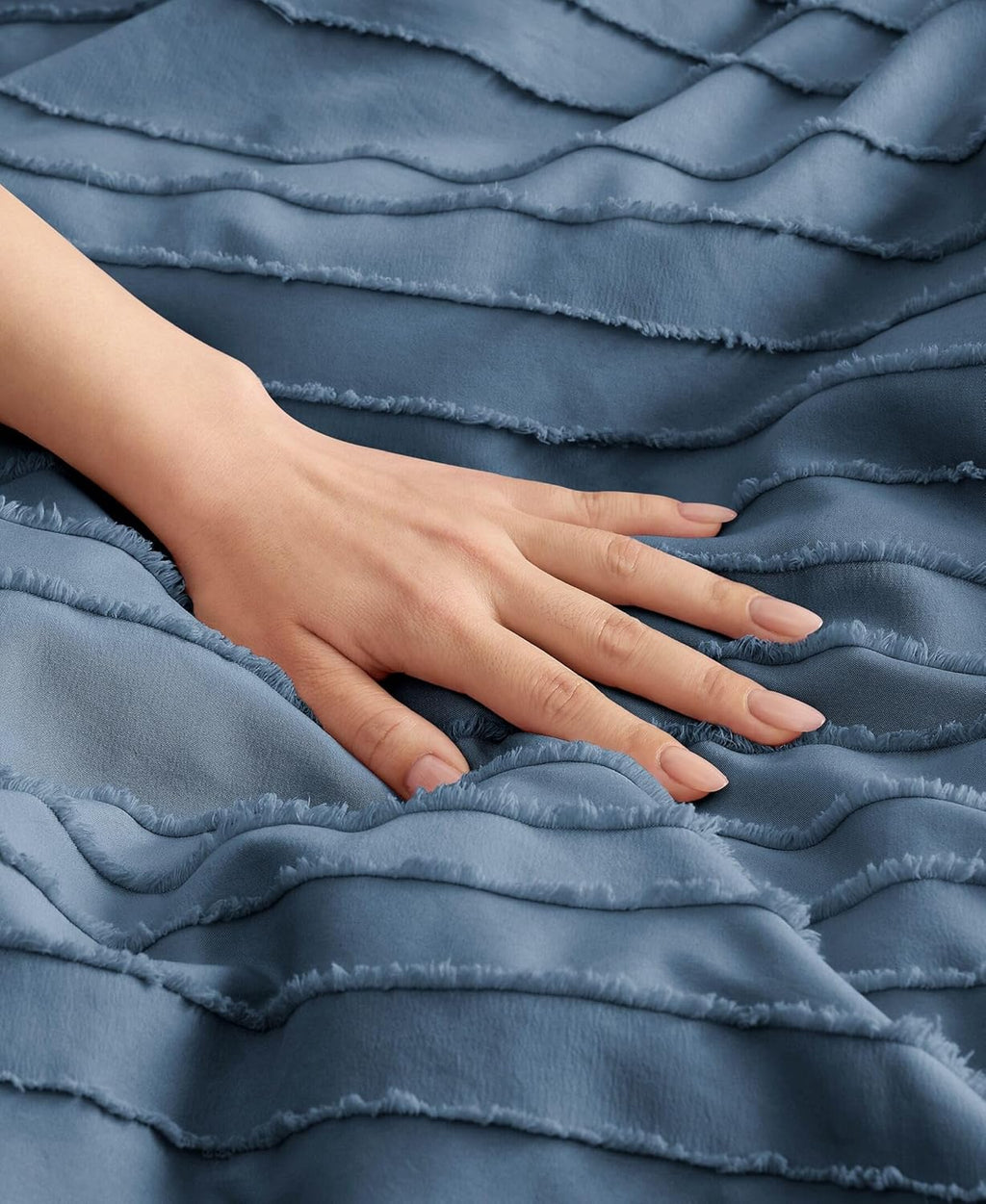 UGG Textured King Comforter Set - 3 Piece Striped Reversible Queen Bedding Set with Pillow Shams, Stylish Soft & Luxurious Blue Bed Set for Home & Bedroom (King)