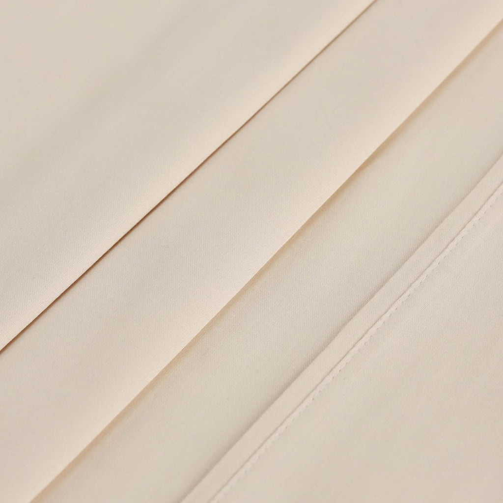 Superior Egyptian Cotton 400 Thread Count Bed Sheet Set, 1 Elastic Deep Pocket Fitted Sheet, 1 Flat Sheet, 2 Pillowcases, Soft Bedding, Luxury Sheets, Sateen Weave, Queen Size, Ivory