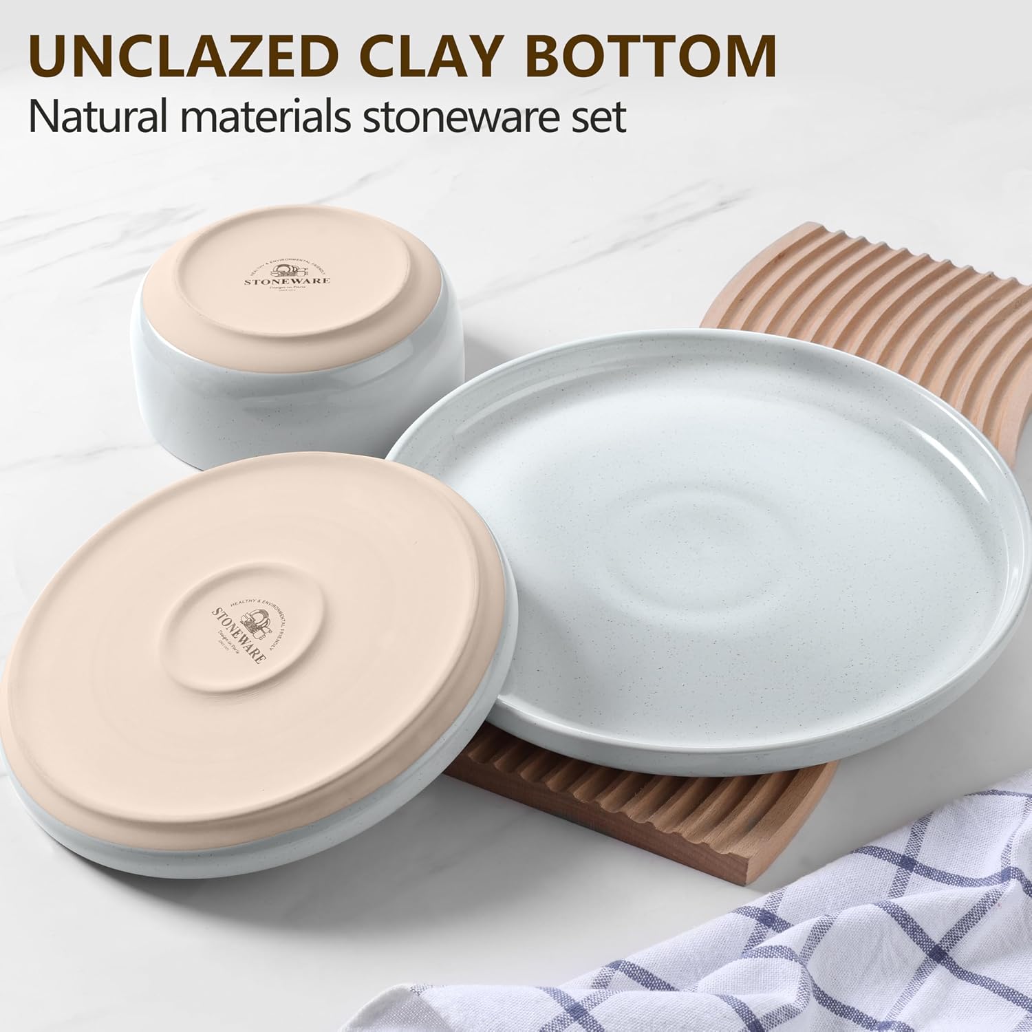 LIANYU Ceramic Dinnerware Dish Sets, Plates and Bowls Sets for 8, 24 PCS Dishware with Dinner Salad Plate and Cereal Bowls, Oven & Dishwasher Safe, Scratch Resistant, Glacier Gray