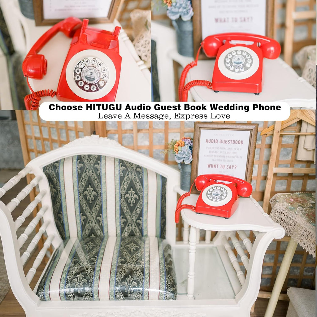 Audio Guest Book Wedding Phone Audio GuestBook with Flight Case, Record Customized Audio Messages Guest Book for Parties Weddings Birthdays Rentals Confessions Special Occasions