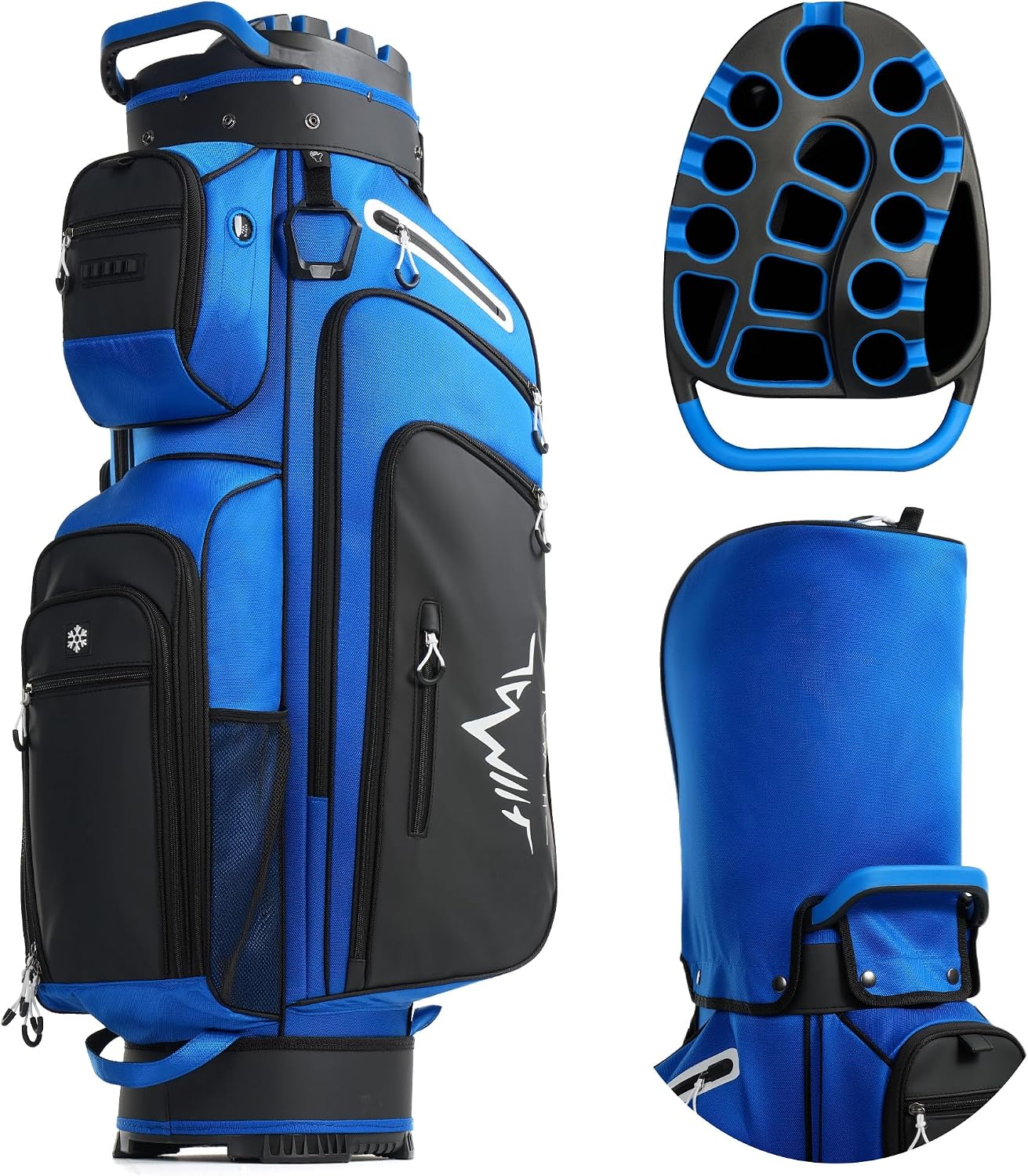 uniHimal Golf Cart Bag with 14-Way Full-Length Dividers, Golf Bag for Men Women with Magnetic Leather Pocket, Handles and Rain Cover, Lightweight Golf Club Bag Includes Cooler Pockets