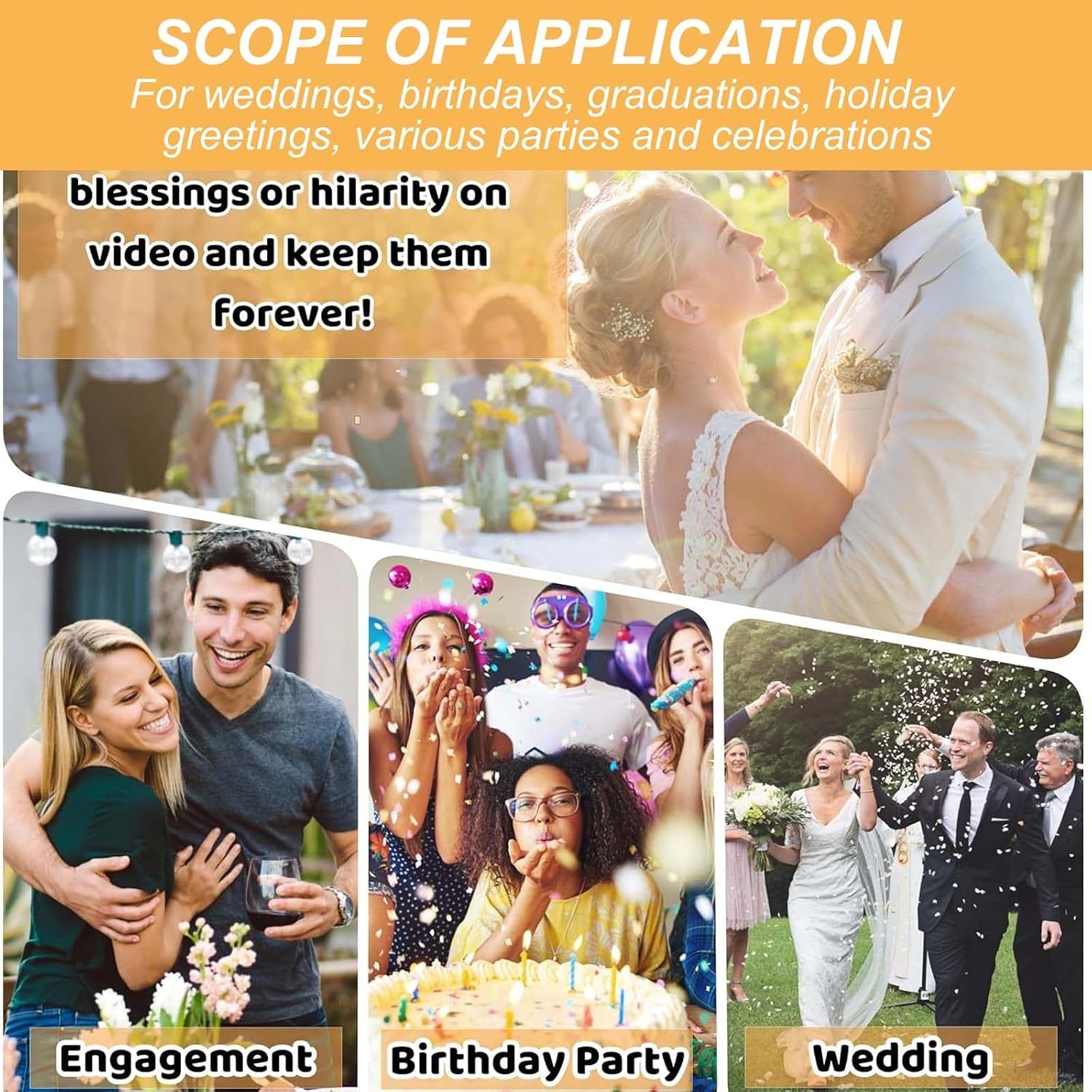 Video Audio Guest Book Wedding Phone,1080P Hd Video Audio Phone Guestbook,for Wedding/Birthday/Graduations/Baby Shower,Black