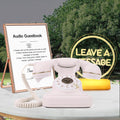 Audio Guest Book Phone, Retro Style Antique Audio guestbook Phone with Free LED Wedding Sign and A5 Vertical Photo Frame (White)