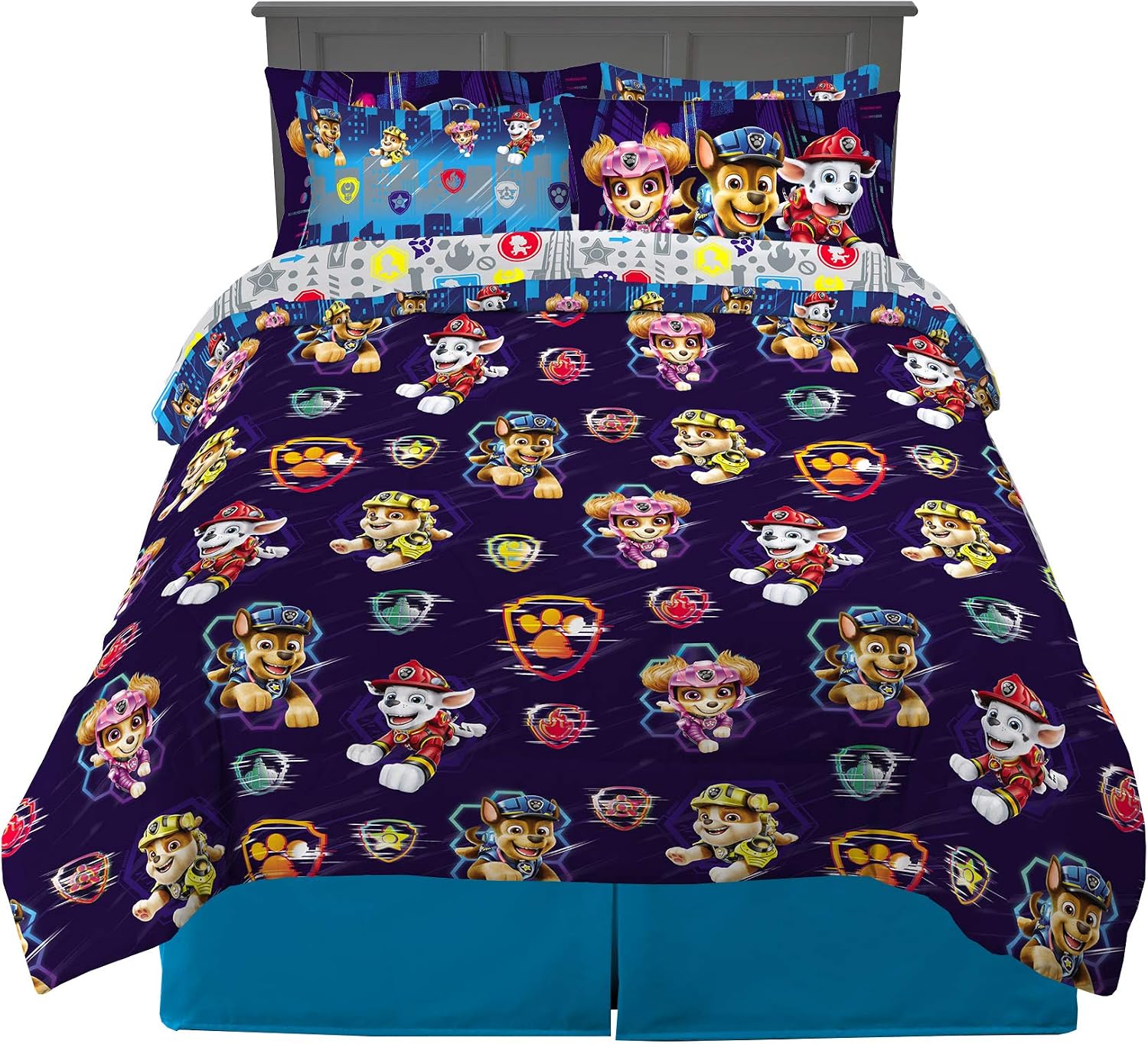 Franco Paw Patrol Kids Bedding Super Soft Comforter and Sheet Set with Sham, 7 Piece Queen Size, (Official Licensed Product)