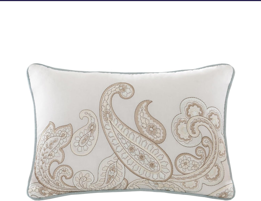 Madison Park Pure Ronan 100% Cotton Quilt Set - Casual Paisley Design, All Season, Lightweight Coverlet Bedspread Bedding, Shams, Decorative Pillows, Full/Queen(88'x92'), Blue 4 Piece