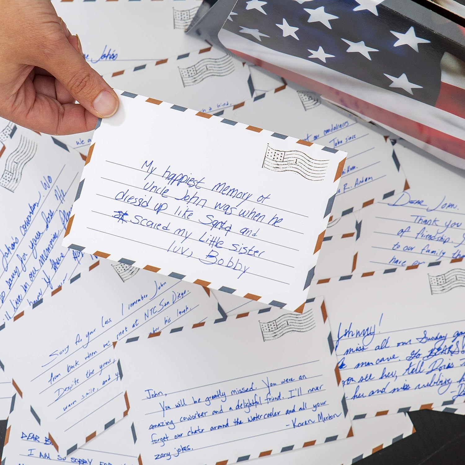 American Made Memory Cards for Military Funerals- Patriotic Note Card Set for Sharing Memories at Celebration of Life & Memorial Services (100 pack)