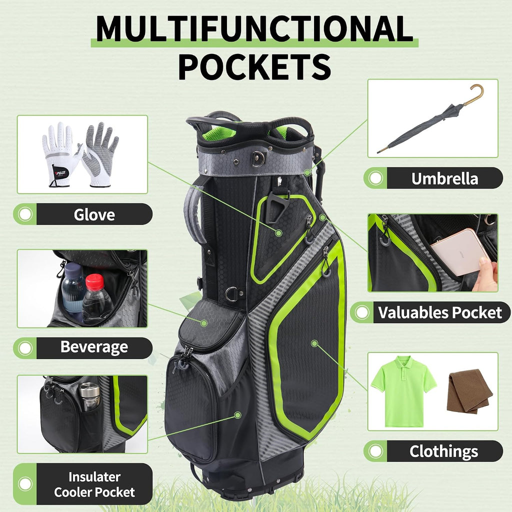 14 Way Golf Stand Bag, Golf Bags for Men with Stand, Full Length Top Dividers Ergonomic with 8 Pockets Golf Club Bags Lightweight and Durable for Men & Women
