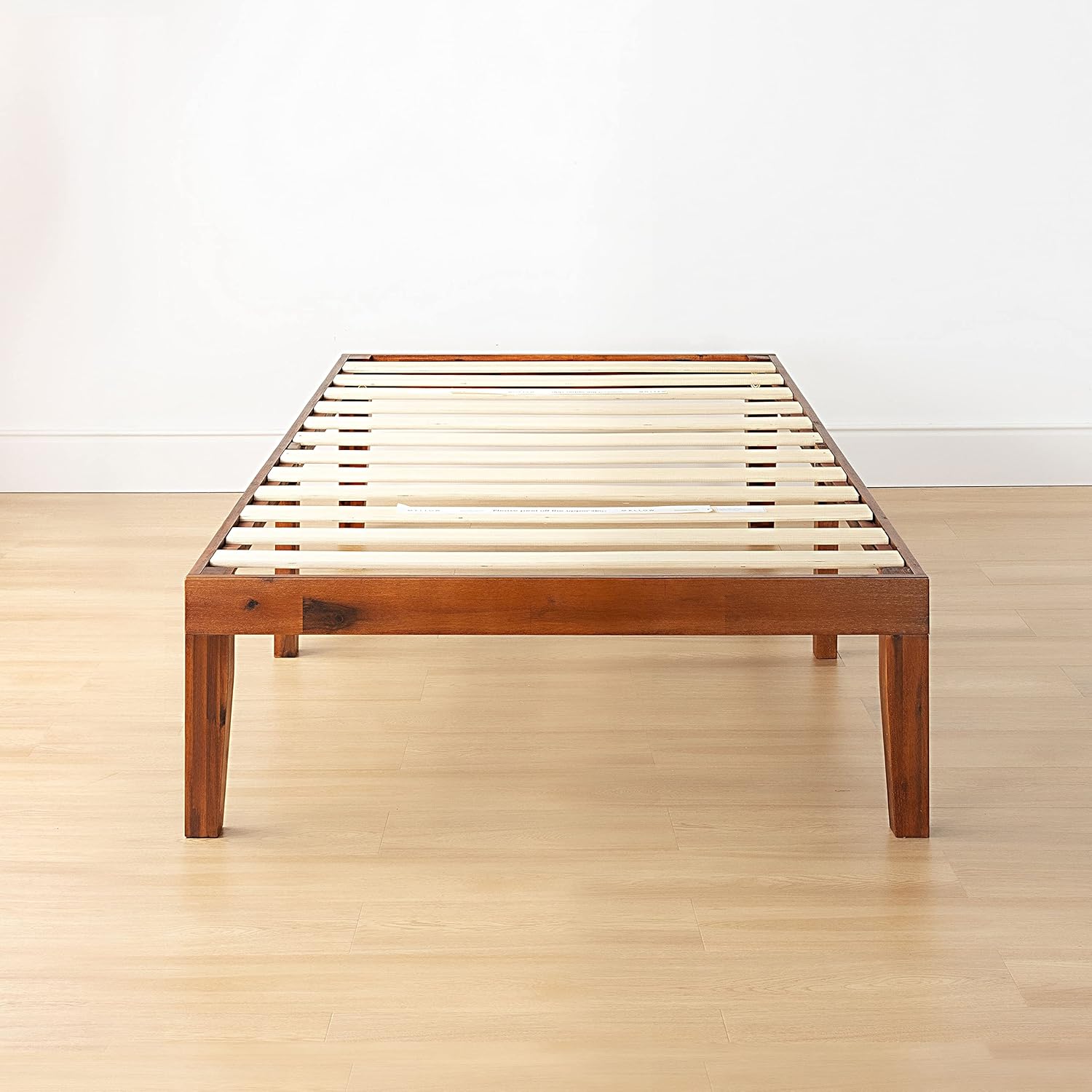 Mellow Naturalista Classic 16 Inch Solid Wood Platform Bed with Wooden Slats, Cherry, Twin