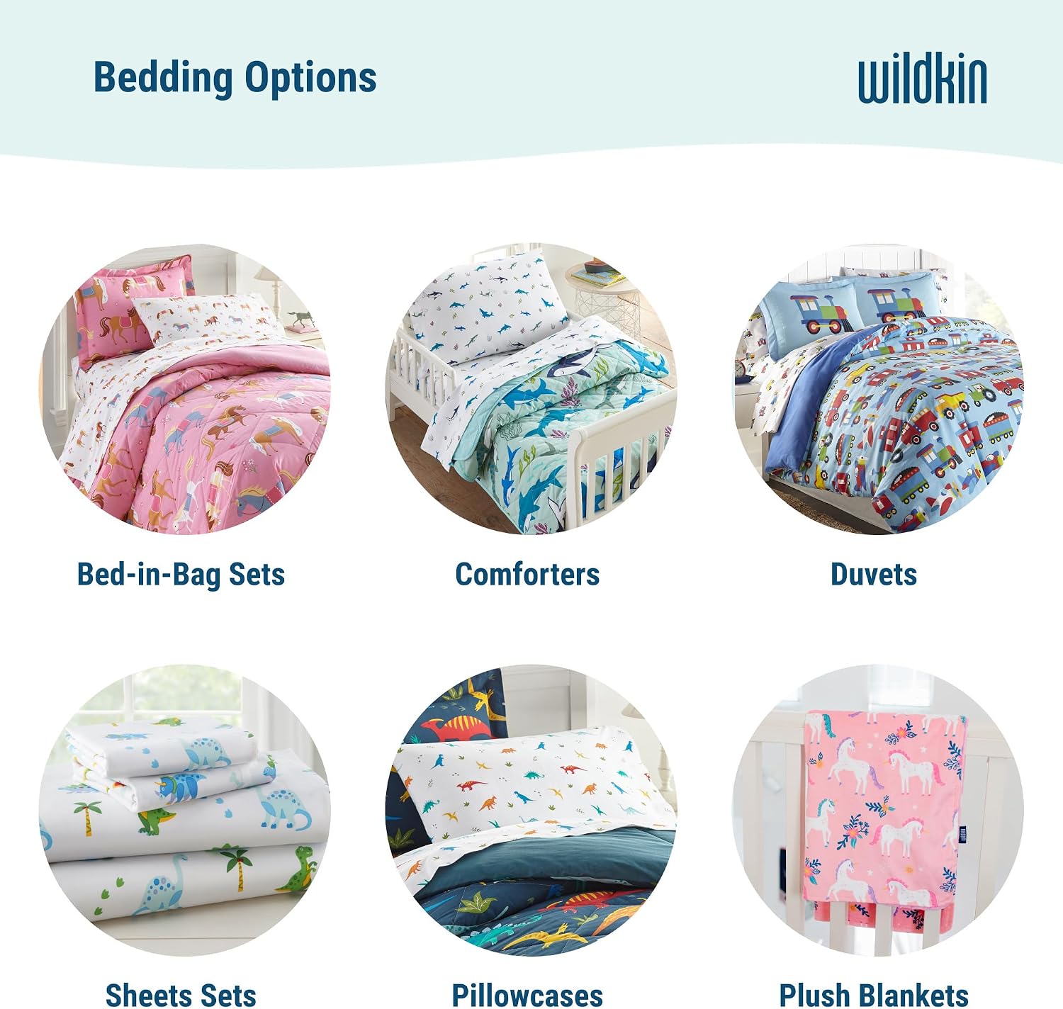 Wildkin Kids Cotton Full Comforter Set – Lightweight, Fits Full Mattress, Two Pillow Shams Included - Unicorn