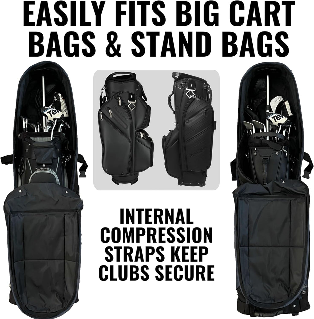 CaddyDaddy Enforcer Golf Travel Bag Crush Resistant Hard Top Protection, New 18 Month Full Replacement Coverage, Durable Thick Nylon Wheels Lockable XL Zippers. Case for Transporting Clubs on Airlines