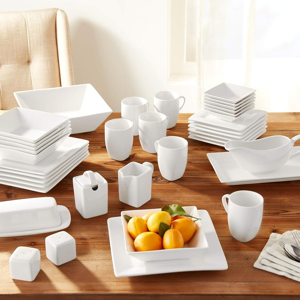 10 Strawberry Street Nova Square 40 pc Dinnerware Set, Cream White
