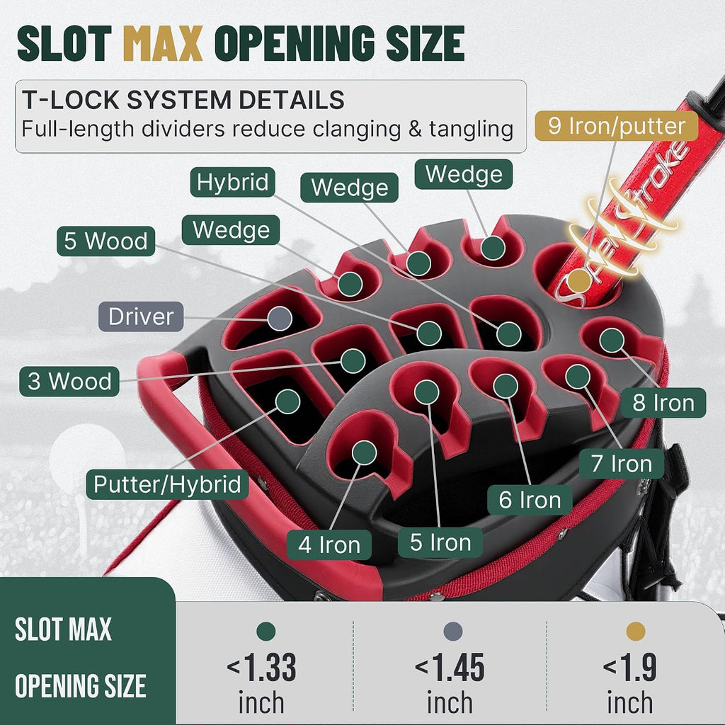 uniHimal Golf Cart Bag with 14-Way Full-Length Dividers, Golf Bag for Men Women with Magnetic Leather Pocket, Handles and Rain Cover, Lightweight Golf Club Bag Includes Cooler Pockets