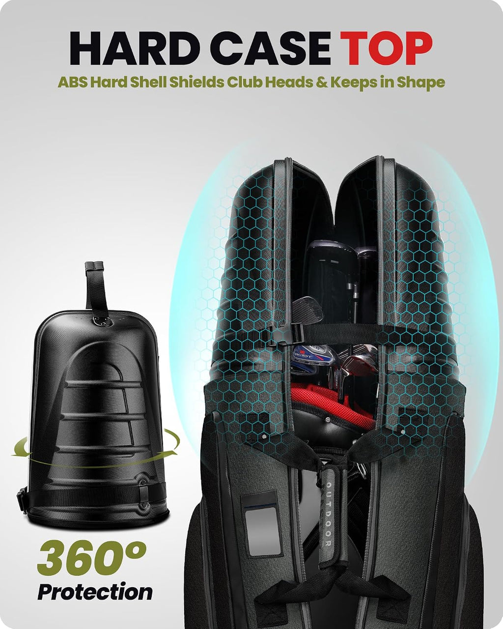 OutdoorMaster Golf Travel Bags for Airlines with Wheels and Hard Case Top, Protect Golf Clubs, Lightweight and Easy to Maneuver, Upgrade Version