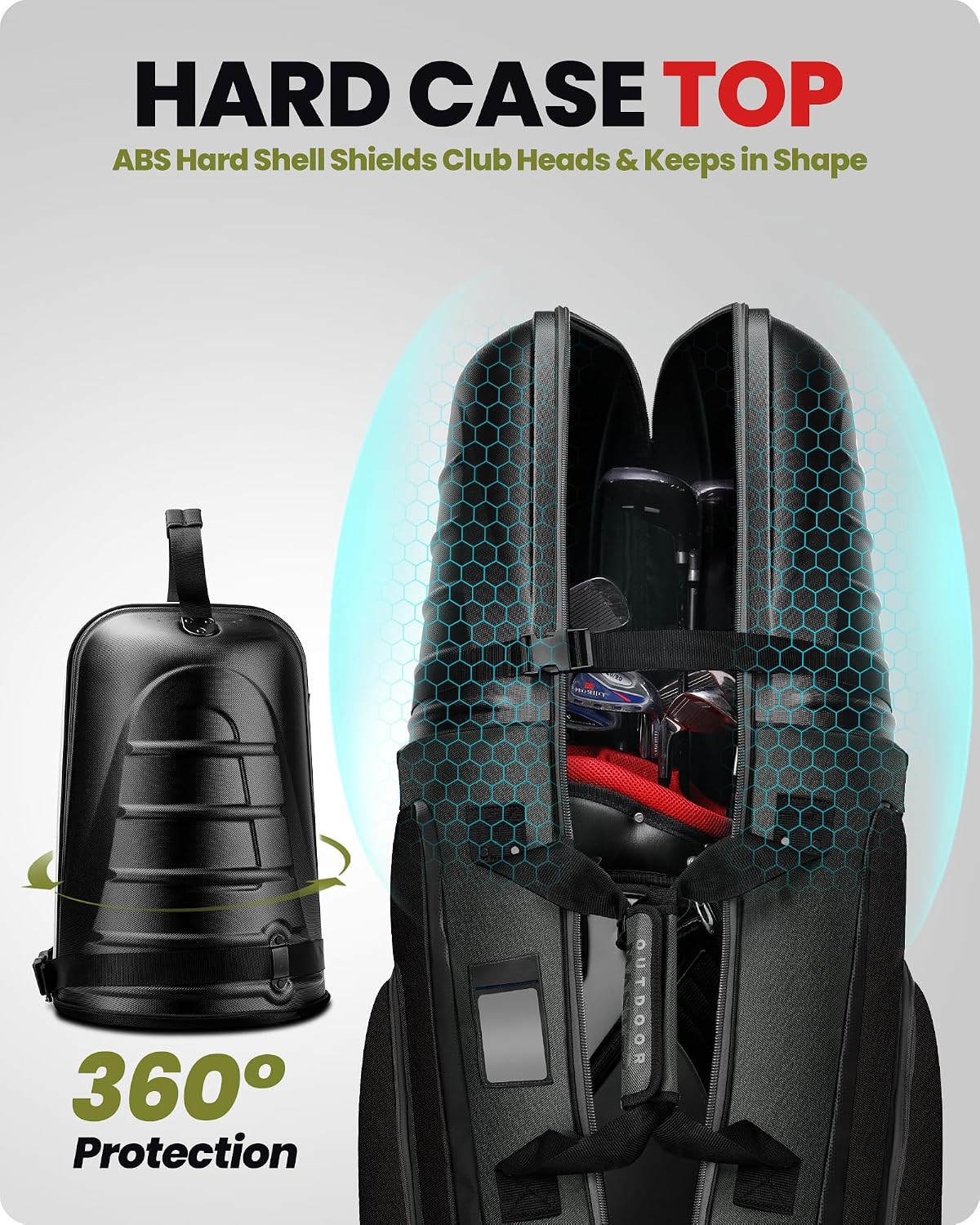 OutdoorMaster Golf Travel Bags for Airlines with Wheels and Hard Case Top, Protect Golf Clubs, Lightweight and Easy to Maneuver, Upgrade Version