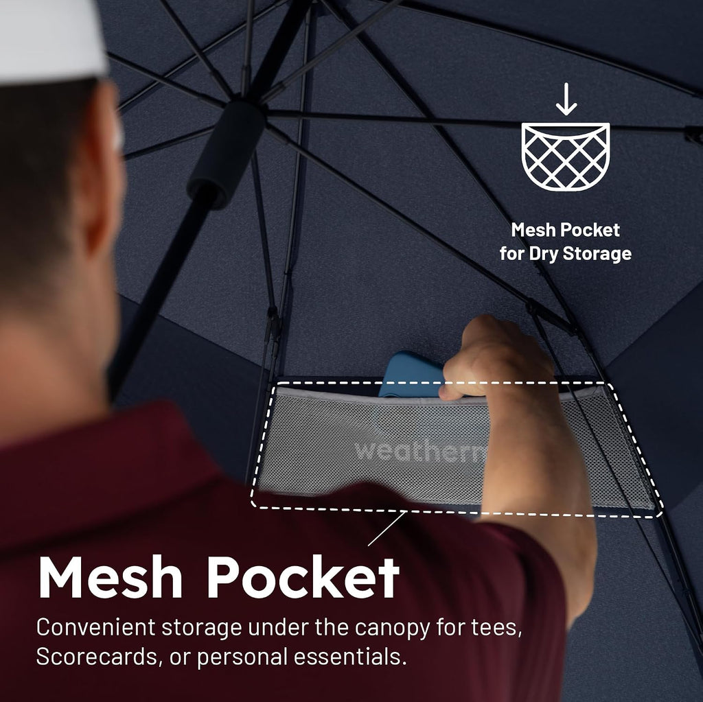 Weatherman Umbrella - Golf Umbrella - Windproof Sports Umbrella Resists Up to 55 MPH Winds - Available in 2 Sizes and 5 Colors