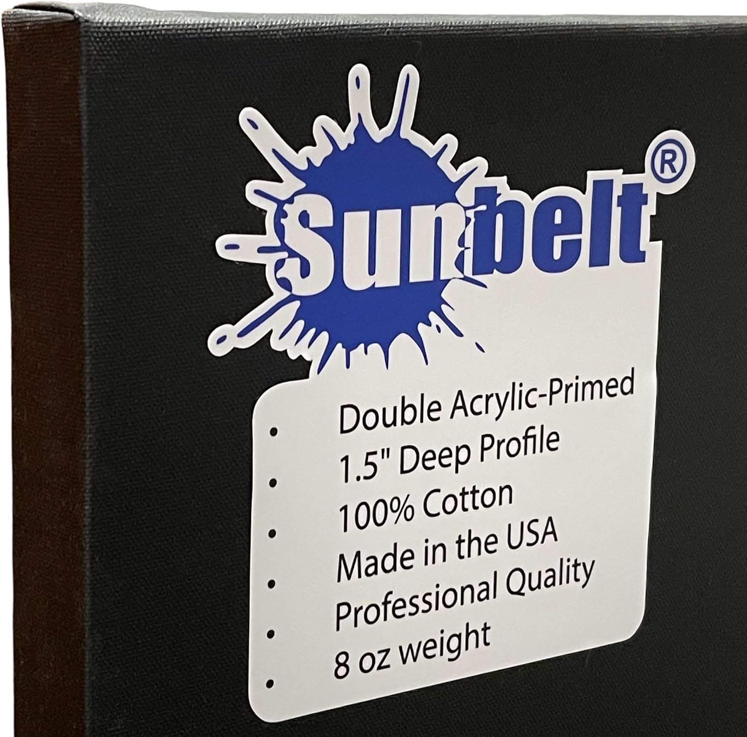 SUNBELT Black Primed Gallery Wrapped Stretched Art Canvas, 1.5' Deep Profile (48x48)