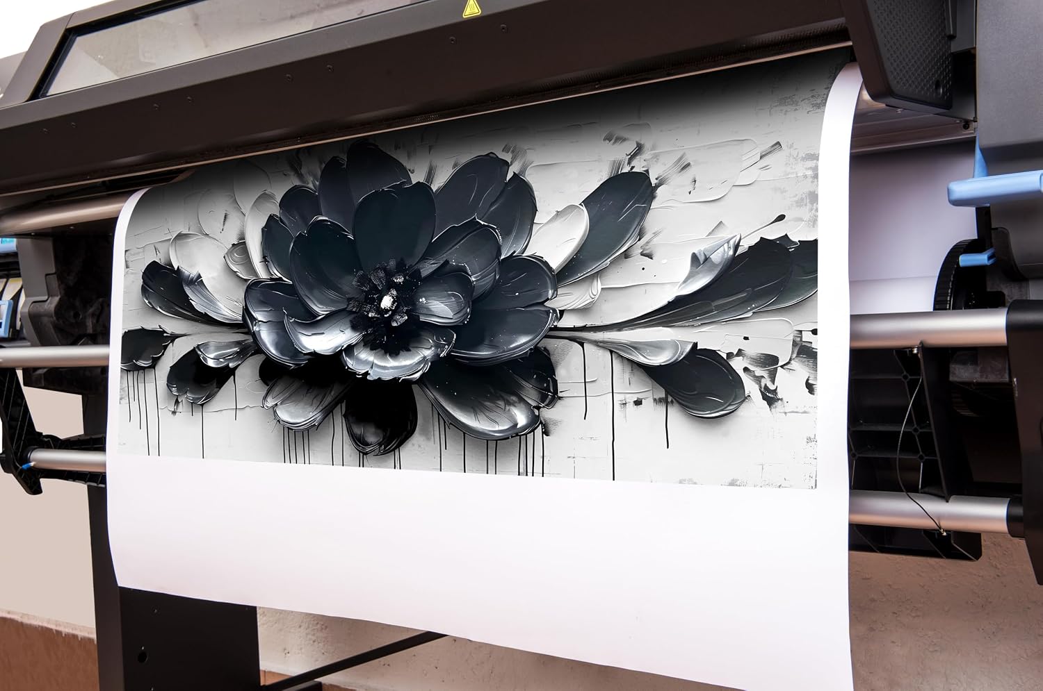 GUGIKA Flower Wall Art for Bedroom, Blue Black and White Canvas Wall-Decor for Lving Room, Floral Picture Print Artwork for Office, Large Size 59 x 29 Inches
