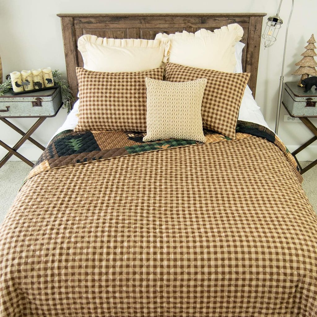 Donna Sharp Brown Bear Cabin-Twin Quilt Set, Measures 68 x 90, Includes 1 Quilt and 1 Standard Sham, Machine Washable