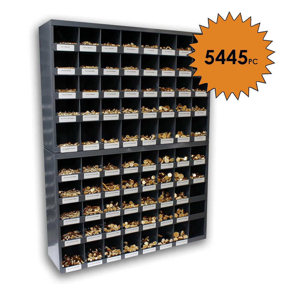 Titan 5,445 pcs Grade 8 Coarse Hardware Assortment Kit with Hex Cap Screws, Hex Nuts, Washers, & Two Durham 40 Hole Metal Bins
