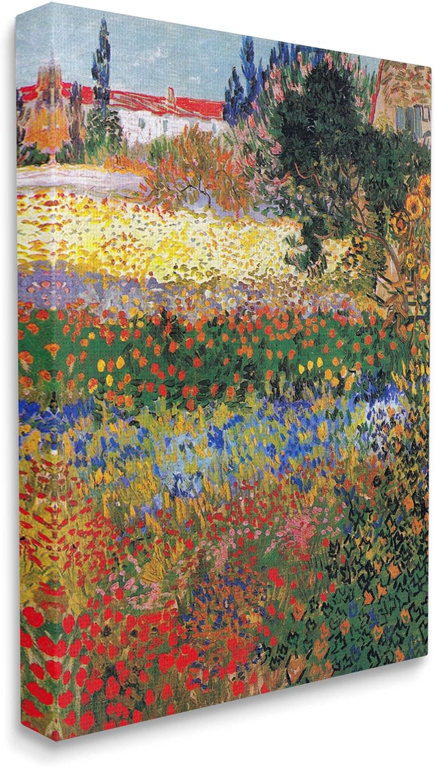 Stupell Industries 'Flower Garden Van Gogh Vivid Painting', Canvas Art, 36 x 48 Inches, Easy to Hang and Sturdy, Made in USA, by one1000paintings