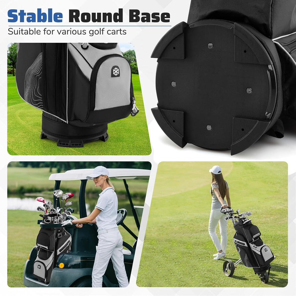 Goplus Lightweight Golf Cart Bag, Molded Lock Top Golf Club Bag w/14-Way Full Length Organizer Dividers, 11 Pockets, Cooler Bag, Straps, Umbrella Holder & Rain Hood for Men Women