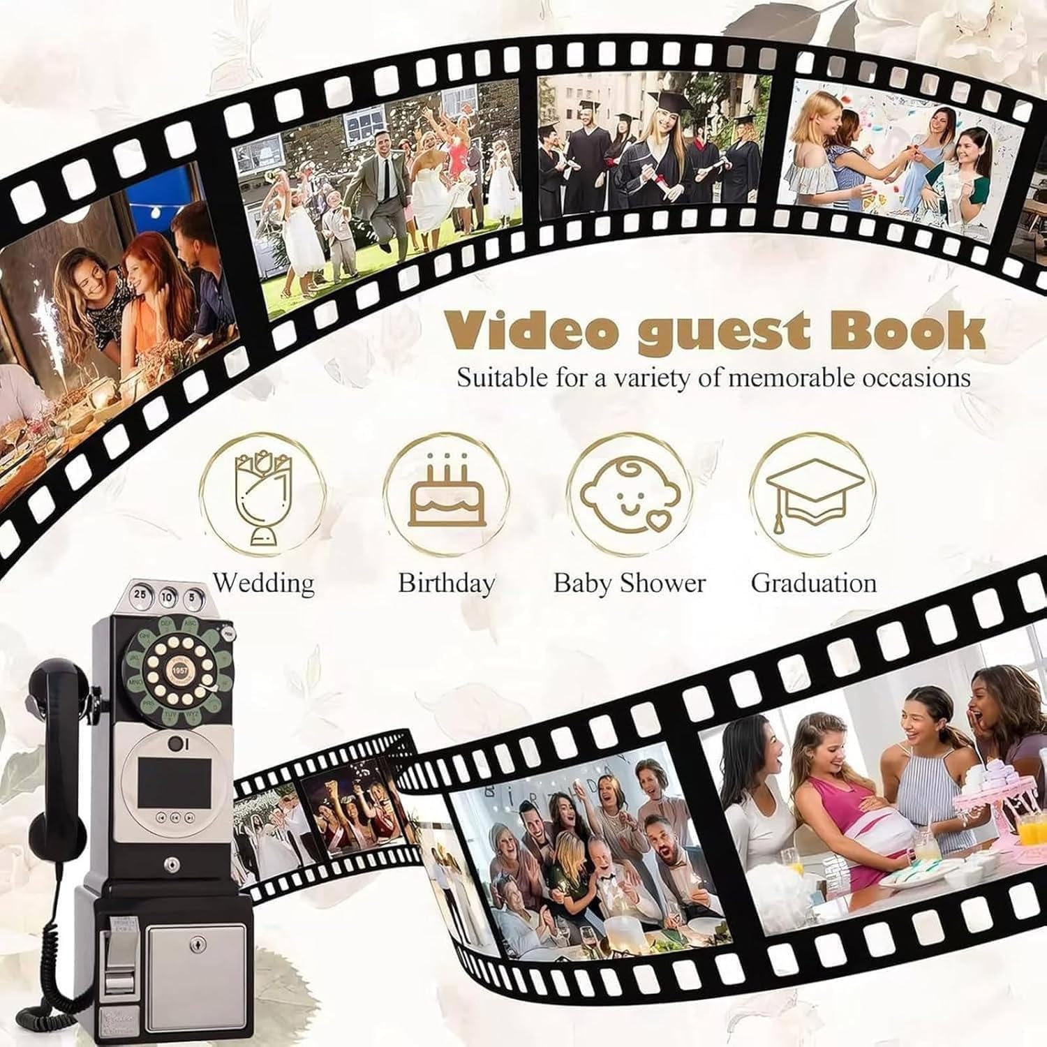 Audio Guest Book Wedding Phone, Audio Phone guestbook, Audio guestbook Like Leaving A Voicemail Message, Preserve Your Special Occasions (Black 64G)