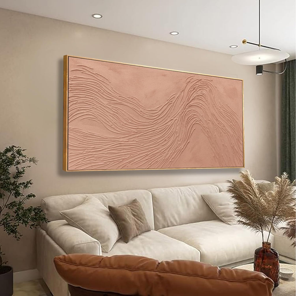 Abstract Wall Art For Living Room Decor Canvas Artwork Hand Painted Reddish Brown Variational Texture Minimalist Modern Art Wall Decor Painting With Framed For Bedroom Dining Room Home Office Modern Abstract Artwork Home Decoration 29'x58'