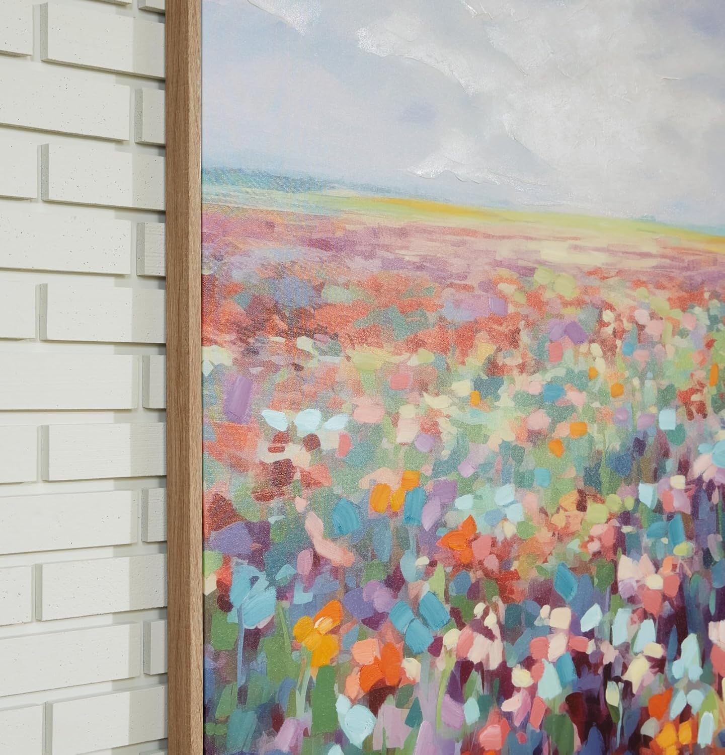 Signature Design by Ashley Sethford Classic Hand Painted Flower Wall Art 48 x 48 Inches, Blue & Orange