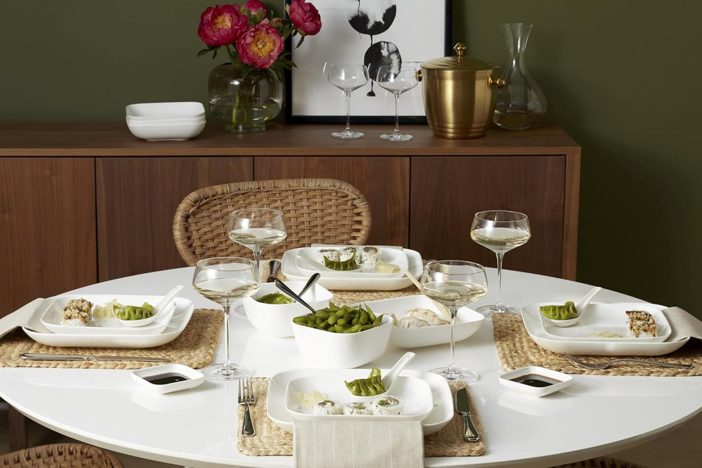 Lenox Dinnerware Set, Studio 1414 Square 16-Piece Set, Service For 4, Bone China Material, Dishwasher & Microwave Safe, Home And Kitchen, Kitchen And Dining, Plates And Bowls Sets (White, 16 Pieces)