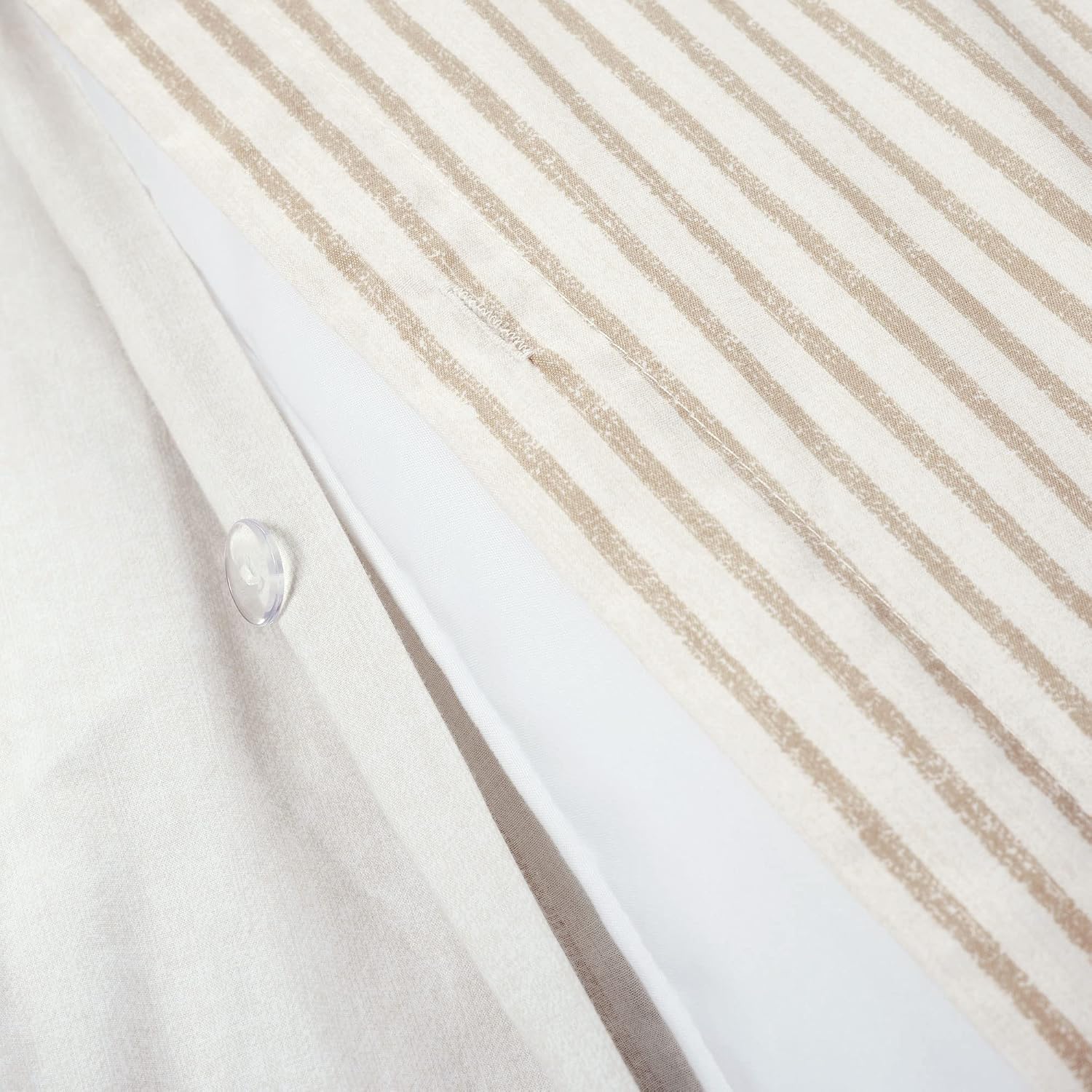 Lush Decor Farmhouse Stripe Reversible Cotton Duvet Cover King Size 3 Piece Set Neutral - Farmhouse Bedding Set King - Striped Duvet Cover