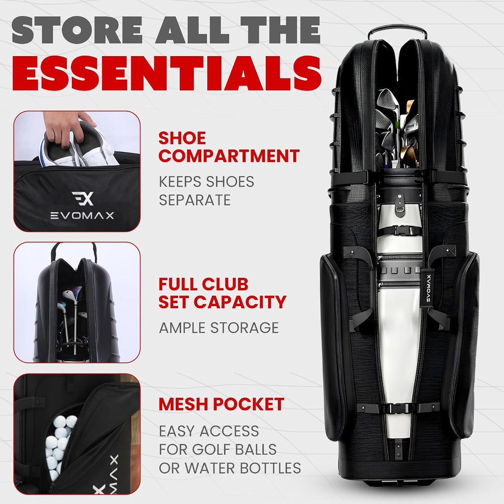 Hard Top Golf Travel Bag for Airlines, 1680D Hard Case Golf Travel Bag with TSA Lock, Wheels, Internal Strap, Grab Handle & Durable Zipper, Collapsible Hard Shell Travel Case for Golf Clubs