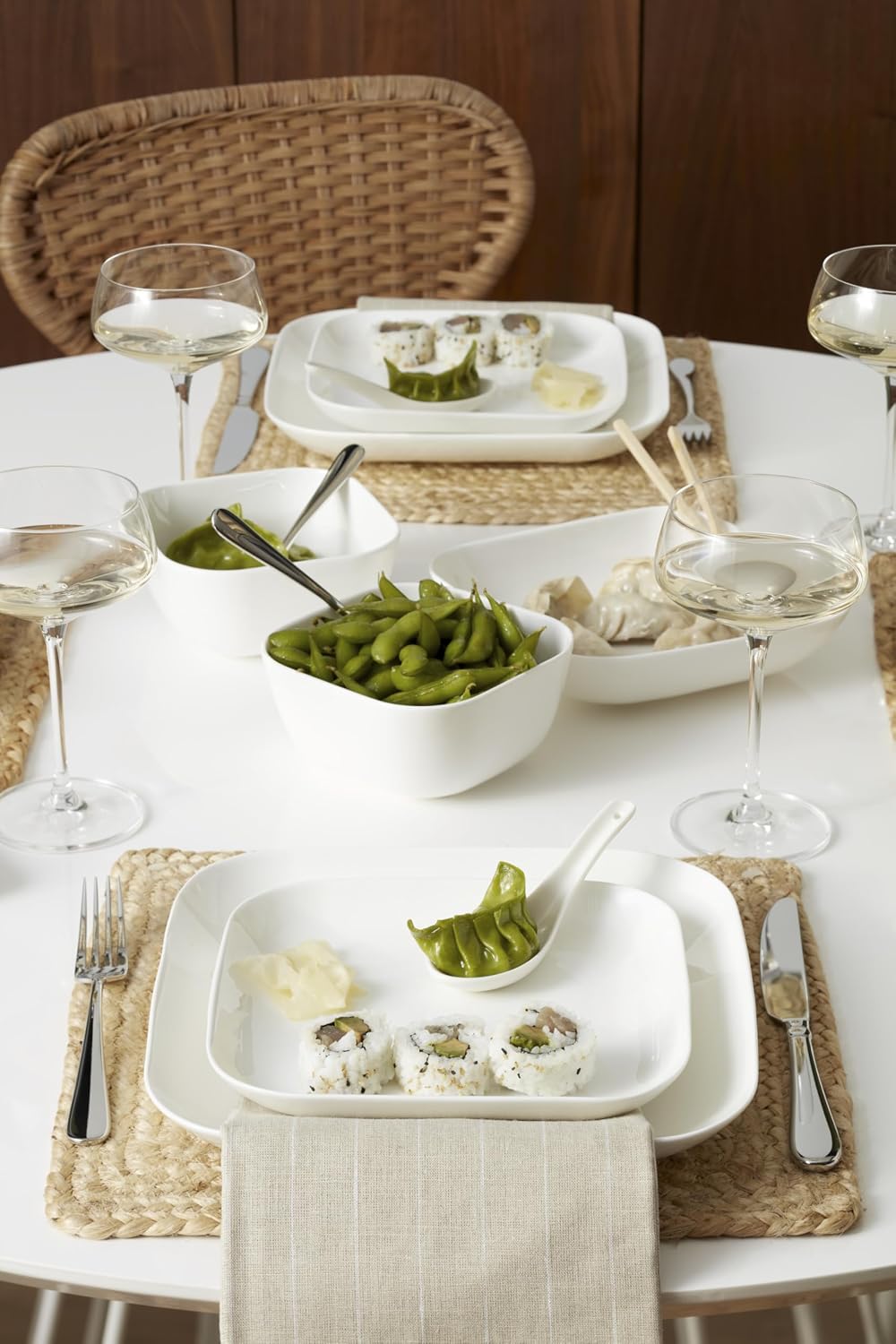Lenox Dinnerware Set, Studio 1414 Square 16-Piece Set, Service For 4, Bone China Material, Dishwasher & Microwave Safe, Home And Kitchen, Kitchen And Dining, Plates And Bowls Sets (White, 16 Pieces)