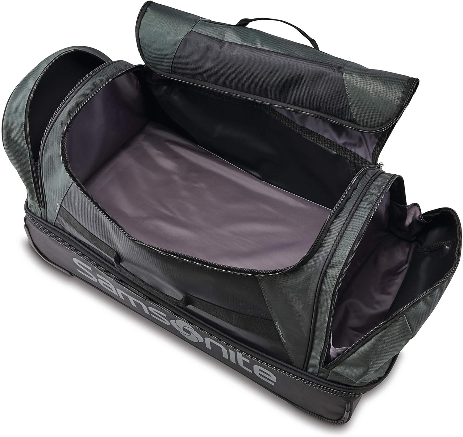 Samsonite Andante 2 Wheeled Duffel Bag – 32-Inch Durable Rolling Luggage with Inline Skate Wheels, Push-Button Handle & Spacious Compartments – Travel-Friendly and Lightweight - Moss Green/Black