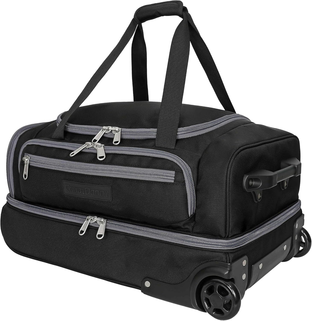 CaddyDaddy First Class Military Grade Ballistic Nylon Travel Cover with EVA Dense Foam Top Padding 2 Year Full Replacement Coverage Self Standing Base XL Wheels Case for Transporting Clubs on Airlines