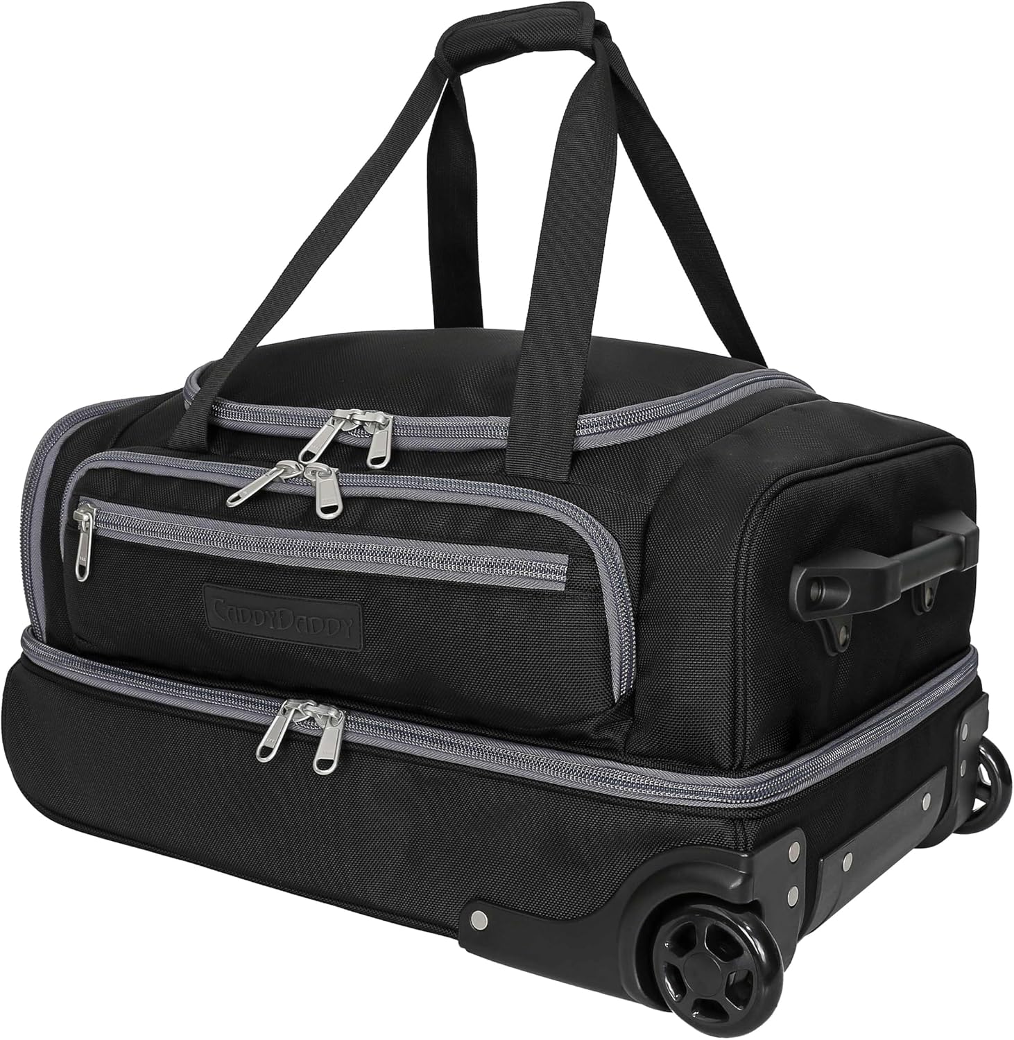CaddyDaddy First Class Military Grade Ballistic Nylon Travel Cover with EVA Dense Foam Top Padding 2 Year Full Replacement Coverage Self Standing Base XL Wheels Case for Transporting Clubs on Airlines