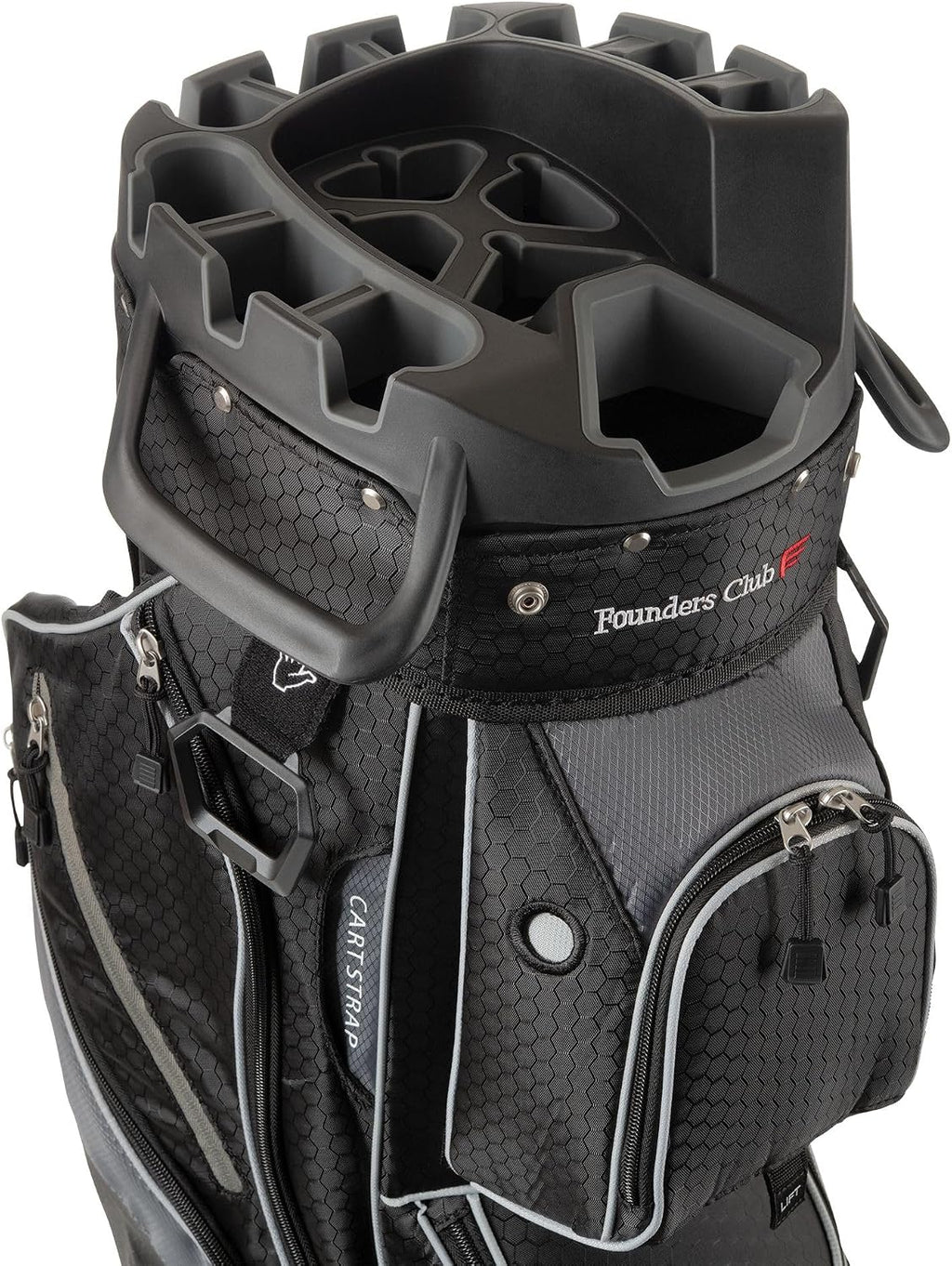 Founders Club 4th Generation Club Lock Organizer Golf Cart Bag for Men with 14 Way Anti Rattle Divider Top- Free Snap On Rain Hood-Full Length Dividers