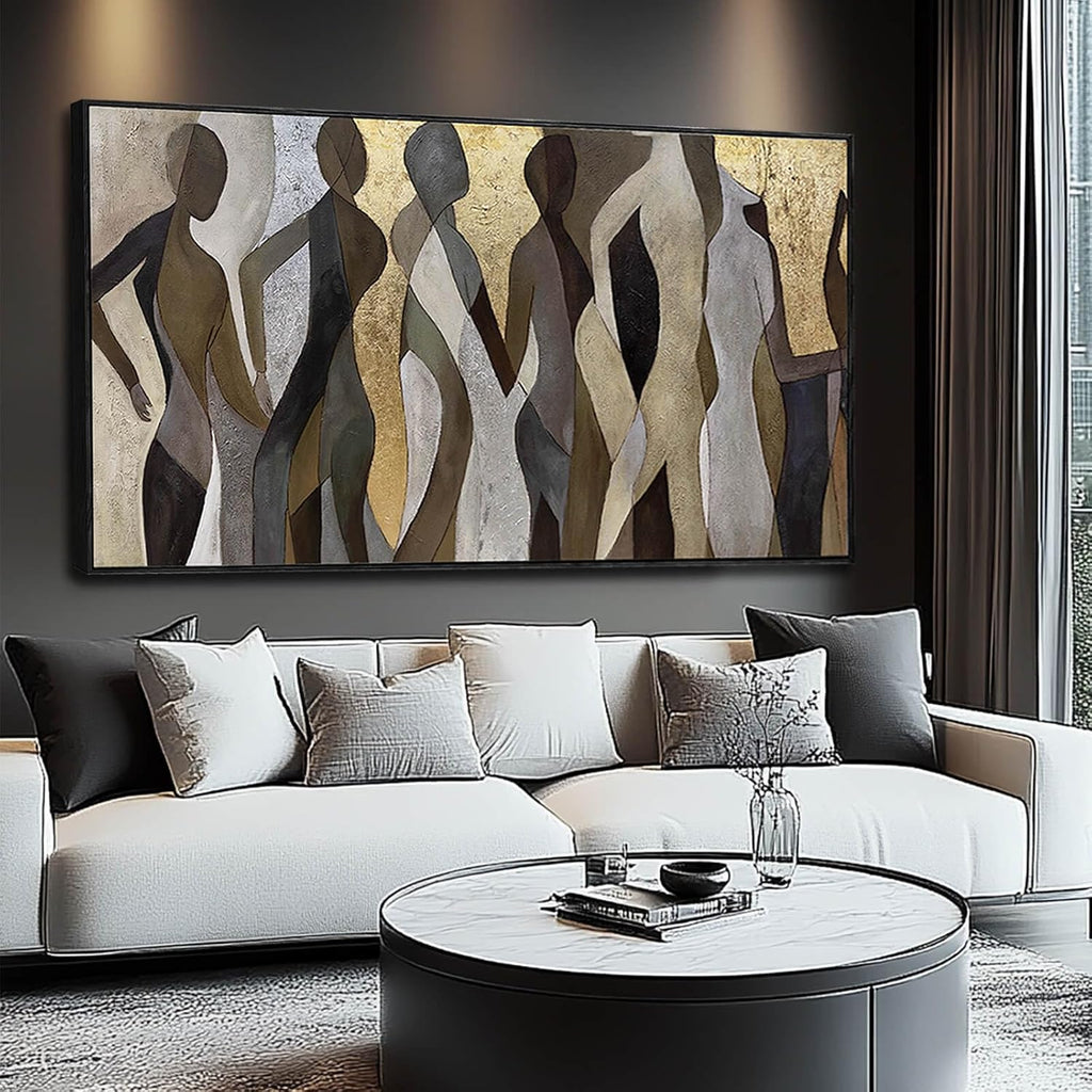 Artexist Figure Wood Wall Decor Neutral Wall Art Modern Poster Printing 24'x48' Picture for Bedroom Hanging Art for Dining Room Area
