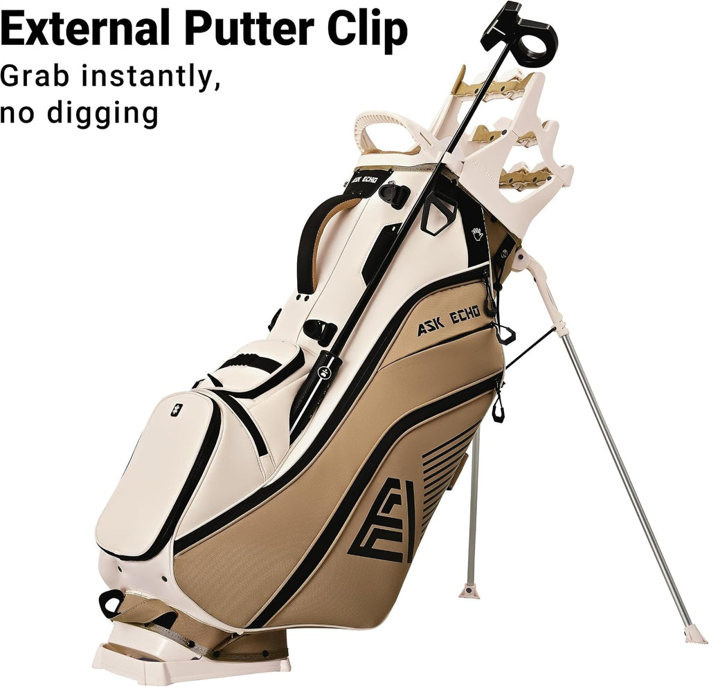 ASK ECHO Golf ST-14 Hybrid Stand Bag with 14 Way Full Length Dividers & Quick Putter Clip