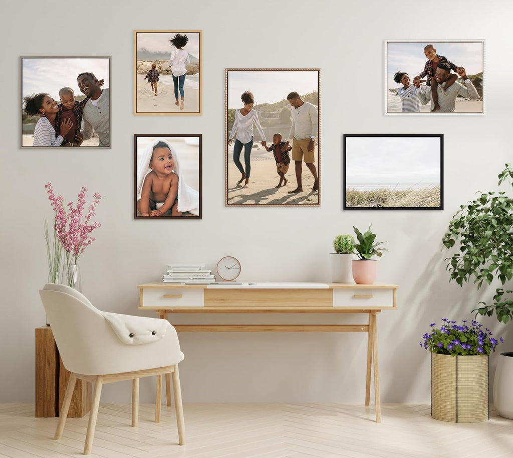 Kate and Laurel Custom Printed Framed Canvas Wall Art, 30x30 Black, Sylvie Square Personal Canvas Print with Your Photos for Bedroom or Living Room Gallery Wall | Printed and Hand Framed in the USA