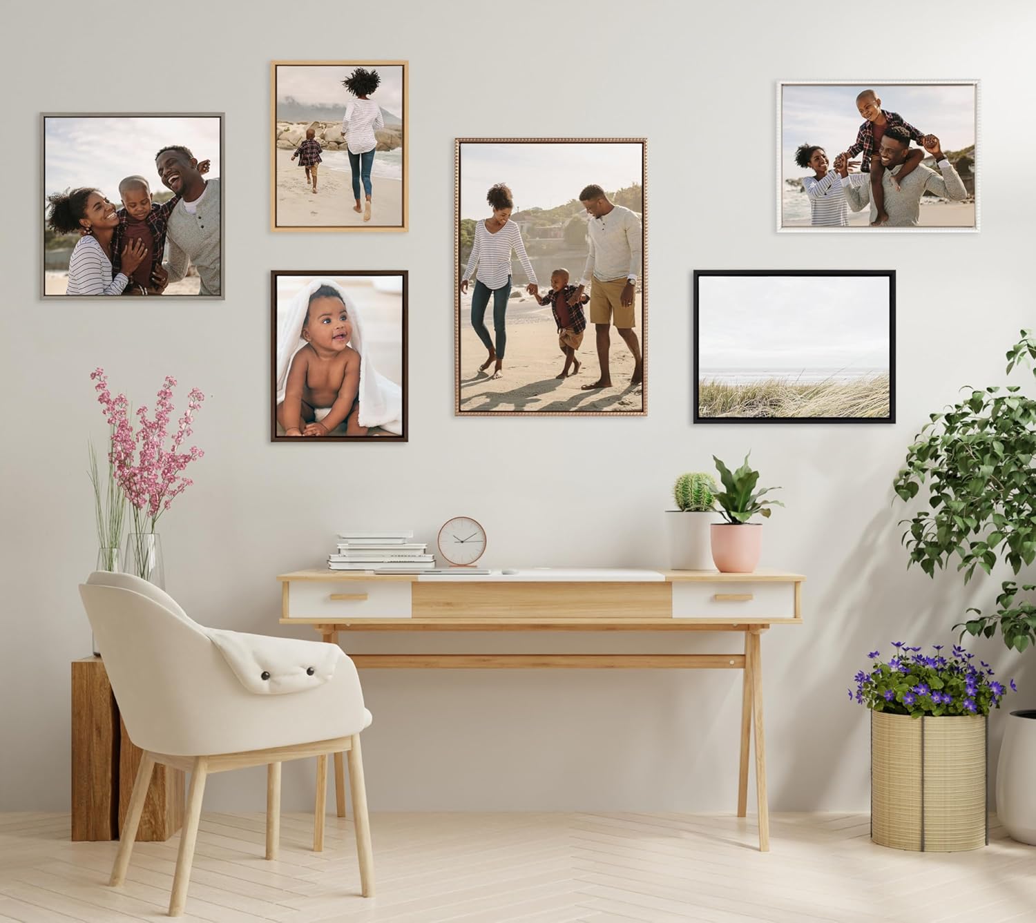 Kate and Laurel Custom Printed Framed Canvas Wall Art, 30x30 Black, Sylvie Square Personal Canvas Print with Your Photos for Bedroom or Living Room Gallery Wall | Printed and Hand Framed in the USA