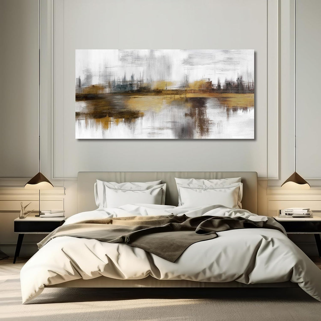 Belmrxne Large Abstract Wall Decor Brown and Grey Wall Art for Living Room Aesthetic Canvas Painting Modern Wall Prints Minimalist Home Decor Artwork 29x58 Inches