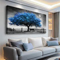 FUHAIHUA Canvas Wall Art For Living Room Large Wall Decor For Office Bedroom Decorations Black And White Landscape Pictures Blue Tree Painting Artwork Room Wall Mural Aesthetic Home Decor 30x60 In