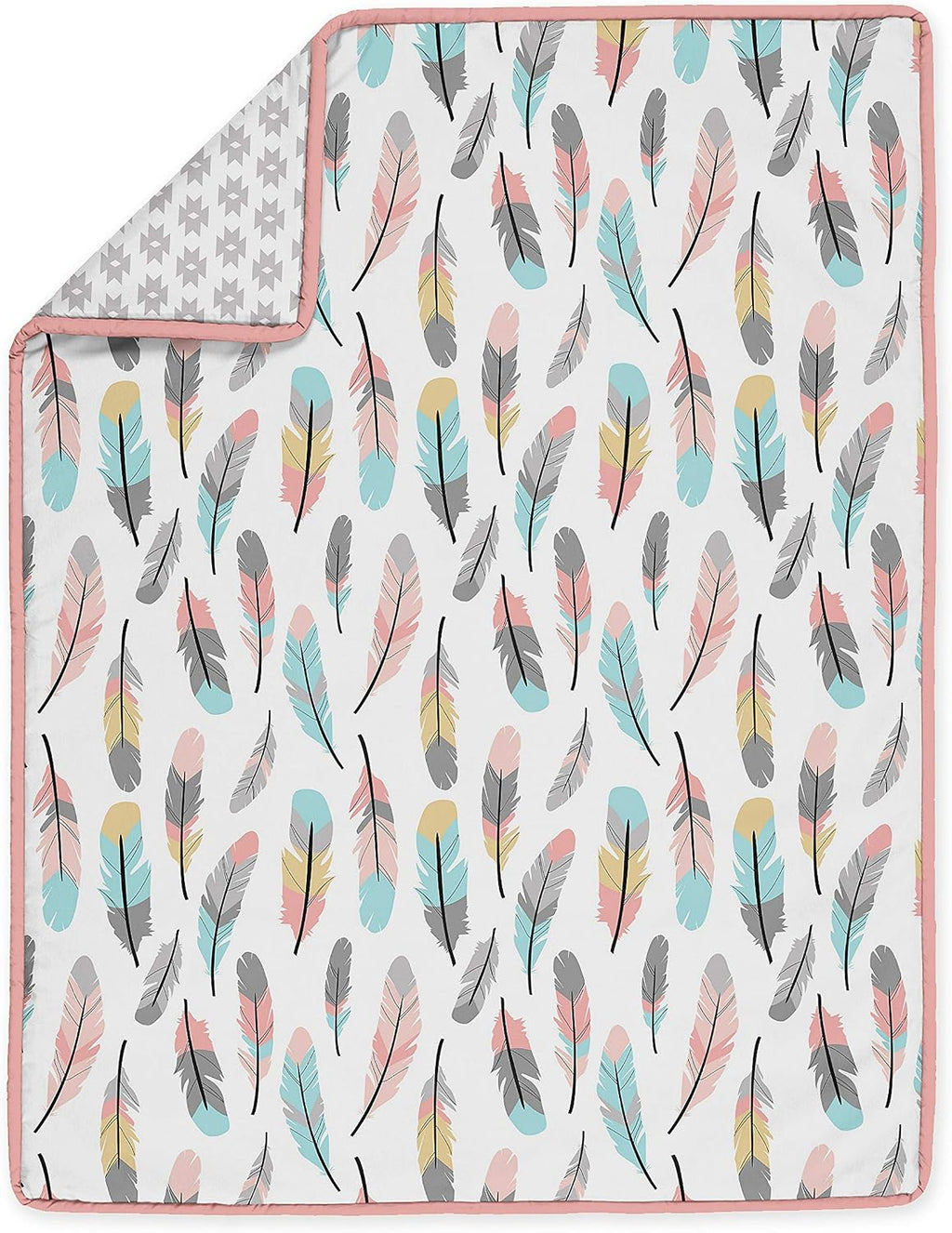 Sweet Jojo Designs Feather Baby Girls 4 Piece Crib Bedding Set