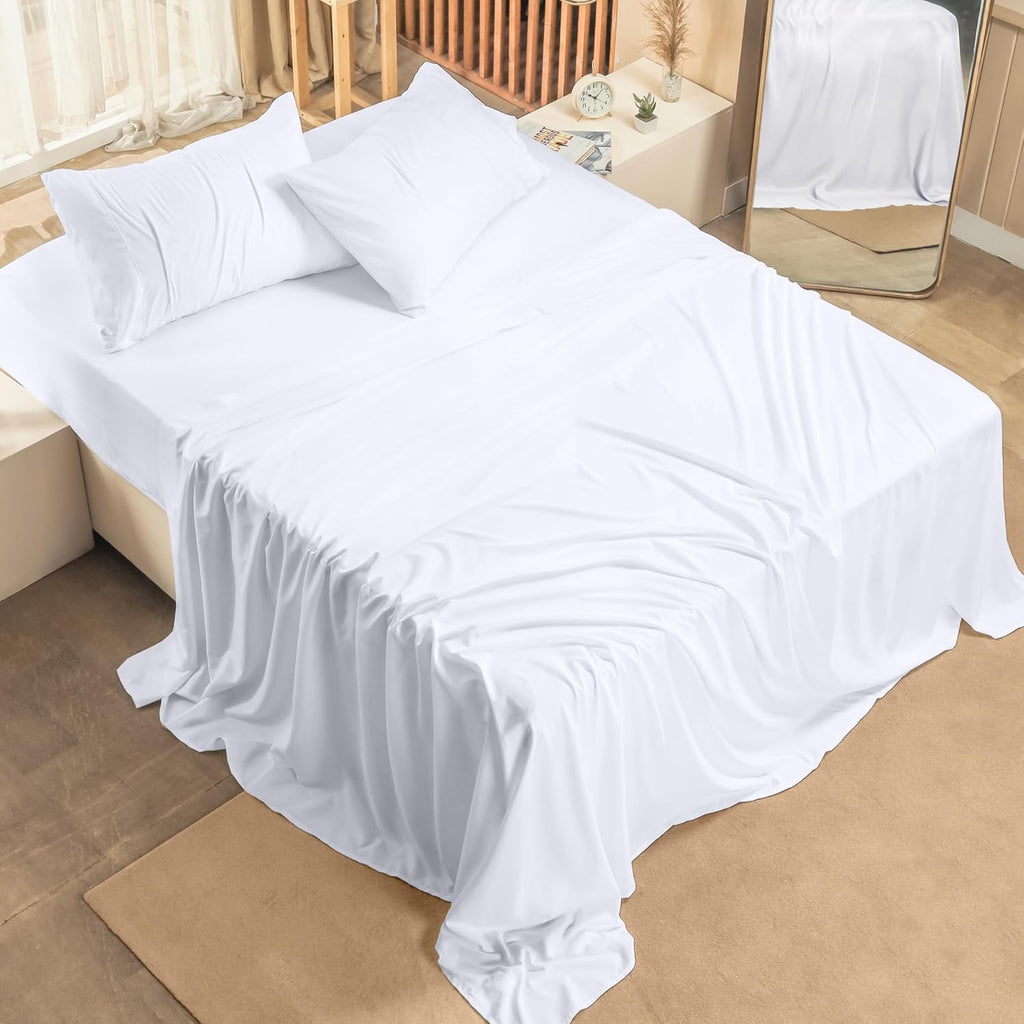 Utopia Bedding King Size Sheet Set - Bulk Pack of 8 Bed Sheets Set - Soft Brushed Microfiber - Deep Pockets - Shrinkage & Fade Resistant - Easy Care (White)