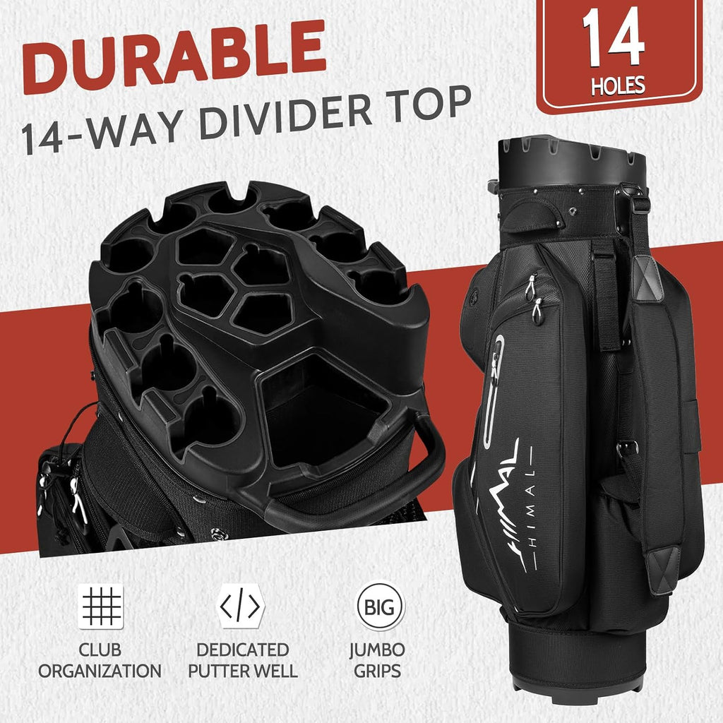 uniHimal14-Way Golf Cart Bag Pro with Full Length Divider Top, Golf Bag for Men with Handles and Rain Cover