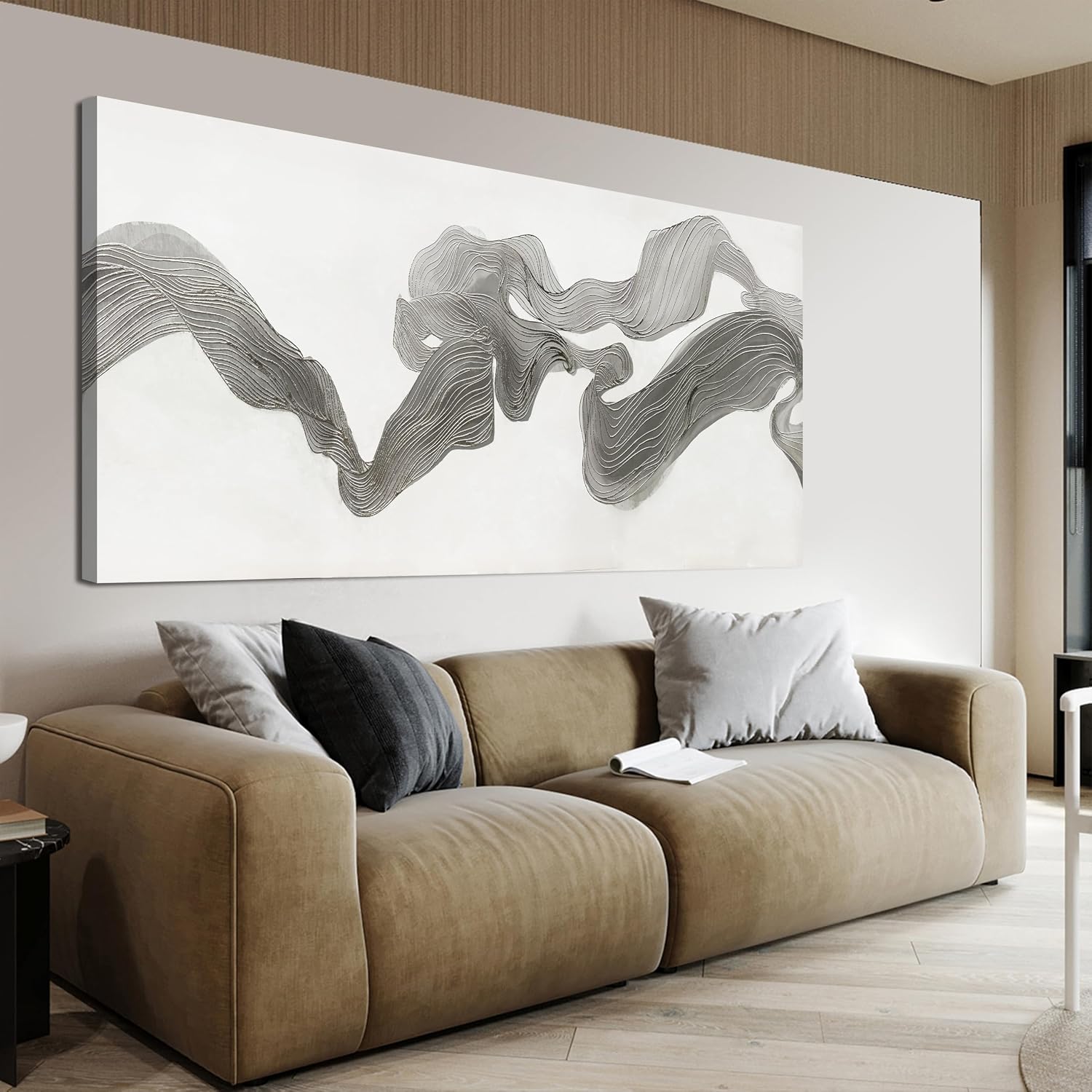 Abstract Wall Art Decor Large Modern Wall Art Decor Oversized Wall Art Pictures for Living Room Abstract Canvas Art Wall Decor Gray White Wall Art Prints Artwork for Walls Home Office Decor 29' X 58'