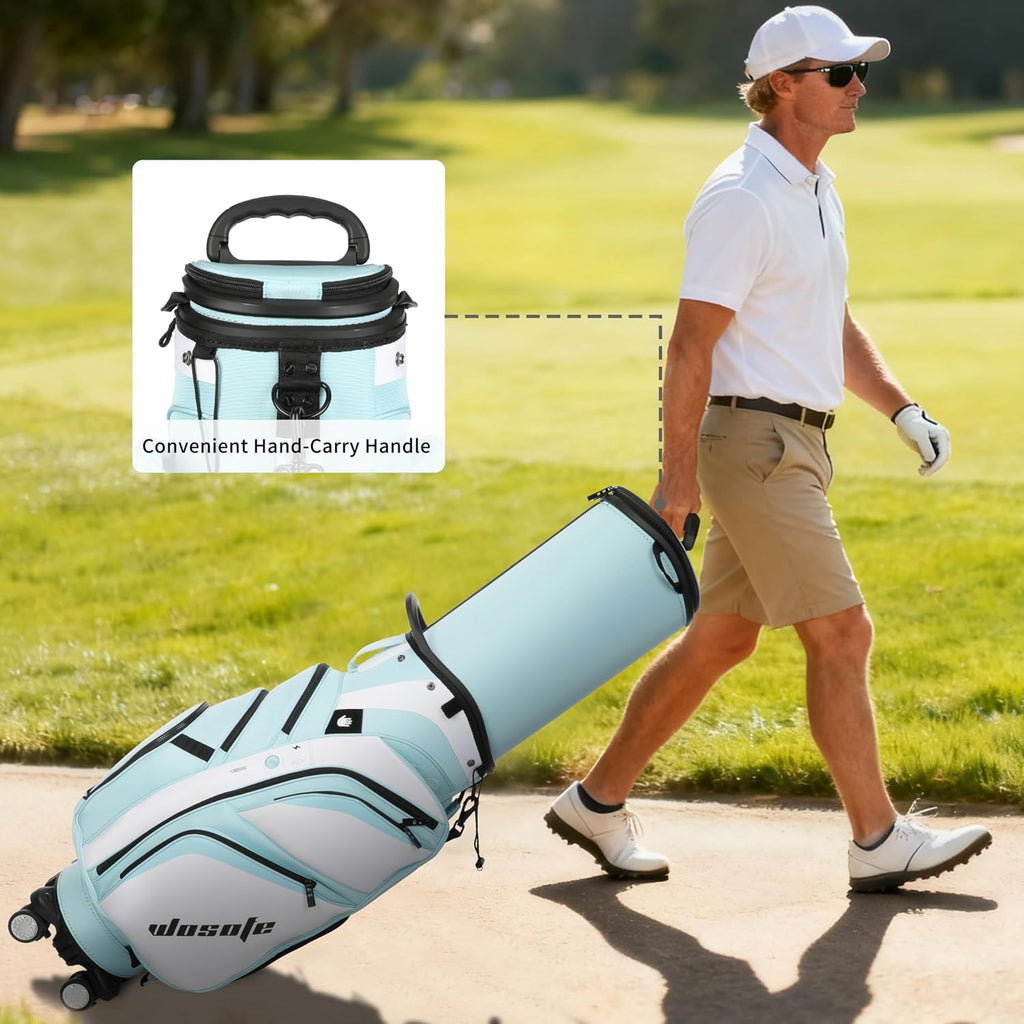 Golf Club Travel Bag with Wheels, Golf Cart and Travel Bag Retractable Cover,Golf Carry Bag for Men and Women, Multiple Storage Pockets, Shoe Compartment, Golf Cart Bag, 4 Colors to Choose from