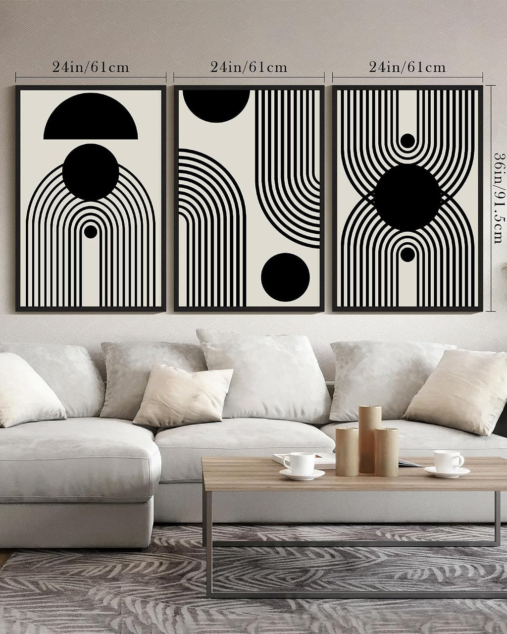 Drsoum Large 24x36in Black and White Abstract Framed Wall Art Decor Duotone Minimal Dark Brush Stroke Prints Shapes Illustrations Modern Art Decorative Ready To Hang - Black Framed
