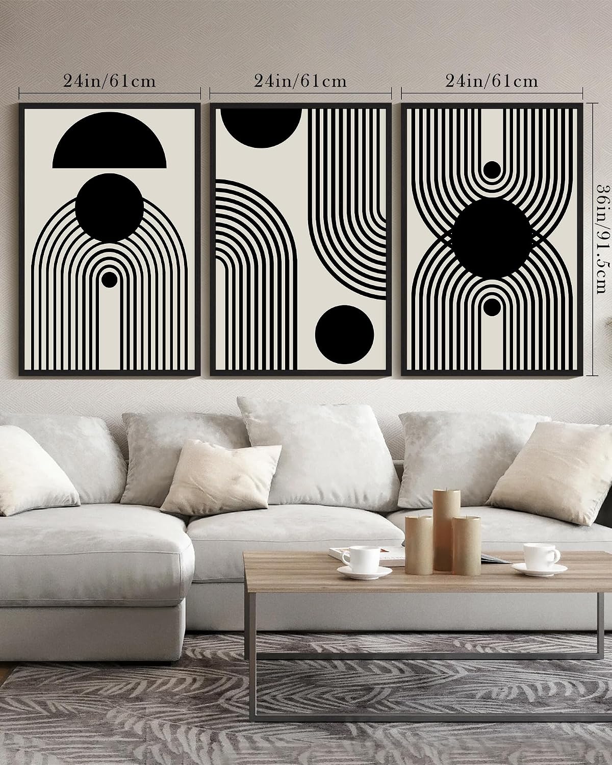 Drsoum Large 24x36in Black and White Abstract Framed Wall Art Decor Duotone Minimal Dark Brush Stroke Prints Shapes Illustrations Modern Art Decorative Ready To Hang - Black Framed